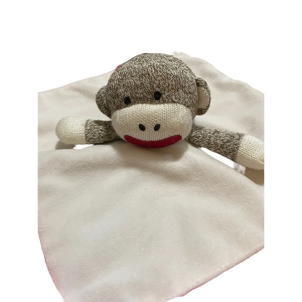 Baby Starters Sock Monkey Lovey Red trim Baby Toy Security blanket Sweet Satiny